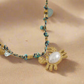 Elegant crab pendant necklace with pearl and marine charms